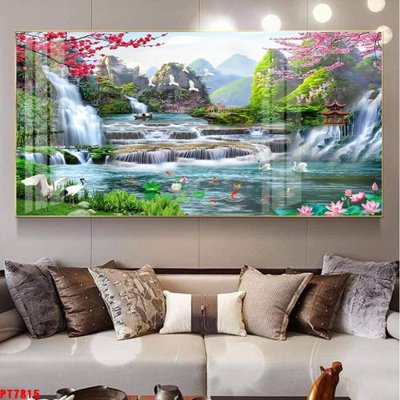 Tải file gốc Tranh sơn thủy thác nước PT7815 (in khổ lớn) không mờ
