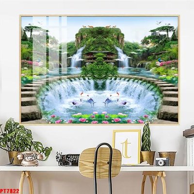 File gốc Tranh sơn thủy thác nước PT7822 (ảnh chi tiết) để in ấn