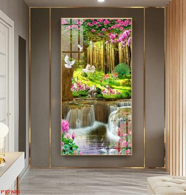 File PSD Tranh sơn thủy thác nước PT7823 (gốc) tách lớp chi tiết