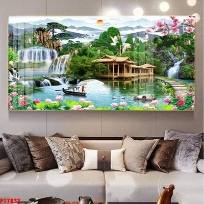Download file tranh PSD Tranh sơn thủy thác nước PT7833 để chỉnh sửa
