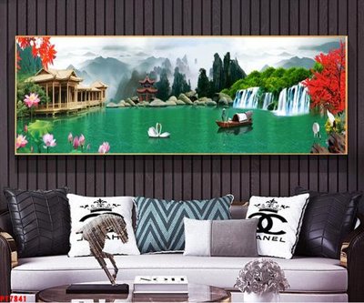 File gốc Tranh sơn thủy thác nước PT7841 (cho in UV) siêu nét