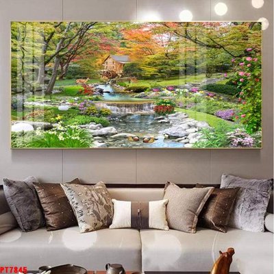 Mua file gốc Tranh sơn thủy thác nước PT7845 (PSD) tại Filetranh.com