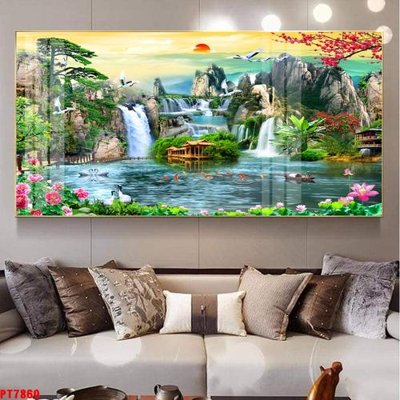 File gốc Tranh sơn thủy thác nước PT7860 (PNG) chất lượng cao