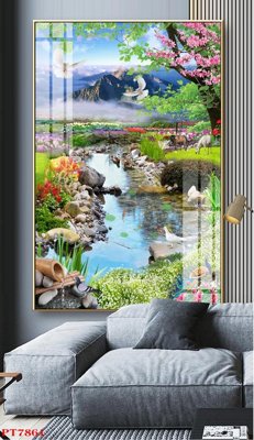 File gốc Tranh sơn thủy thác nước PT7861 (cho in 3D) độc đáo