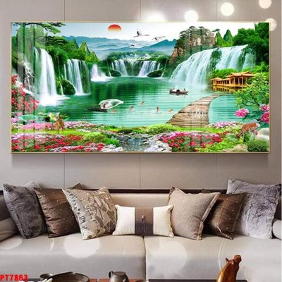 File gốc Tranh sơn thủy thác nước PT7863 (PNG) trong suốt (transparent)