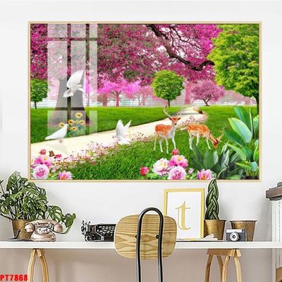 File ảnh Tranh sơn thủy thác nước PT7868 (gốc) in standee