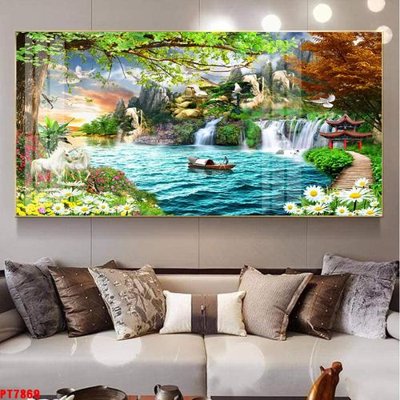 Ảnh gốc Tranh sơn thủy thác nước PT7869 (siêu chi tiết) để in ấn