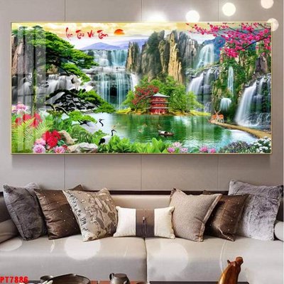 Tải file gốc Tranh sơn thủy thác nước PT7886 (bản PSD) gốc