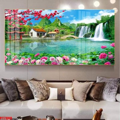 File gốc Tranh sơn thủy thác nước PT7889 (PNG) trong suốt (transparent)