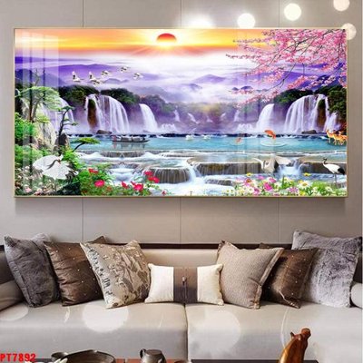 File gốc Tranh sơn thủy thác nước PT7892 (PNG) không nền chất lượng