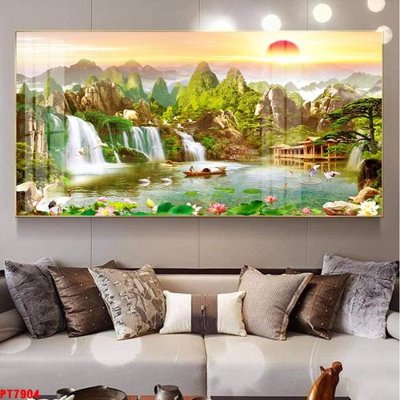 File PSD Tranh sơn thủy thác nước PT7904 (bản gốc) cho nhà in
