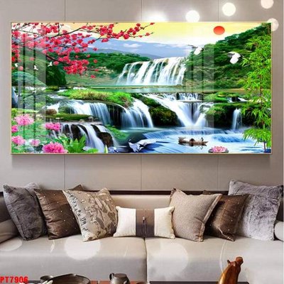 Download file tranh PSD Tranh sơn thủy thác nước PT7906 để chỉnh sửa