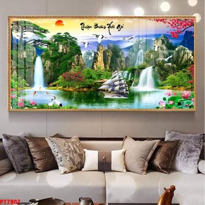 Hình ảnh file gốc Tranh sơn thủy thác nước PT7907 (chất lượng cao)
