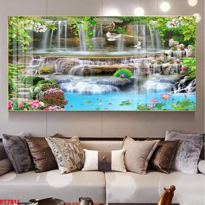 File PSD Tranh sơn thủy thác nước PT7911 (bản gốc) cho nhà in