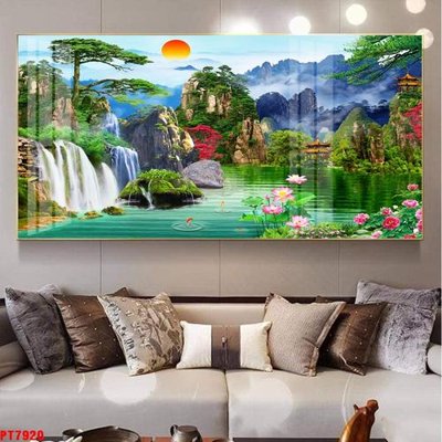 Tải file Tranh sơn thủy thác nước PT7920 (gốc) in ấn chất lượng