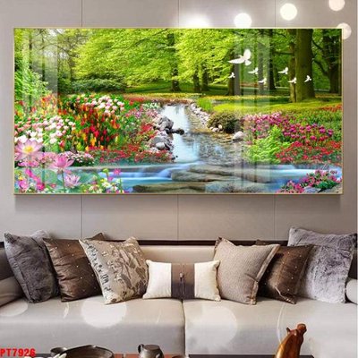 File gốc Tranh sơn thủy thác nước PT7926 (in tráng gương) sang trọng