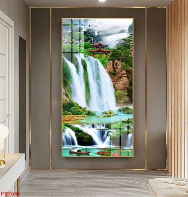 Hình ảnh file gốc Tranh sơn thủy thác nước PT7931 (chất lượng cao)