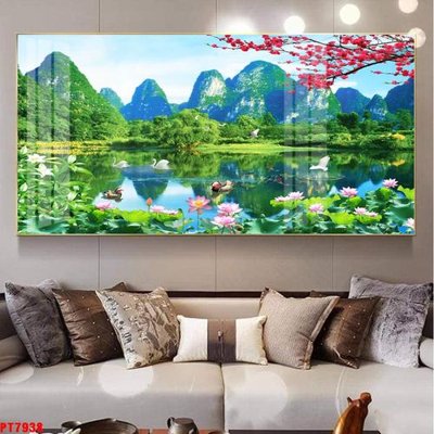 Mua file tranh gốc Tranh sơn thủy thác nước PT7938 tại Filetranh.com