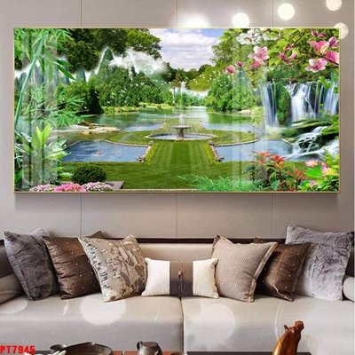 File in trần Tranh sơn thủy thác nước PT7945 (bản gốc) phong cảnh