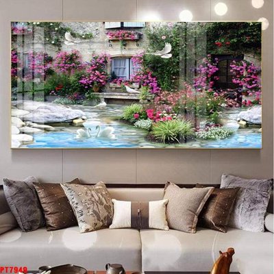 Tải file gốc Tranh sơn thủy thác nước PT7949 (in khổ lớn) không vỡ