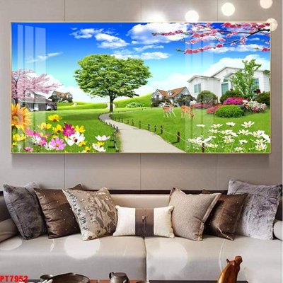 File ảnh Tranh sơn thủy thác nước PT7952 (gốc) in decal dán tường