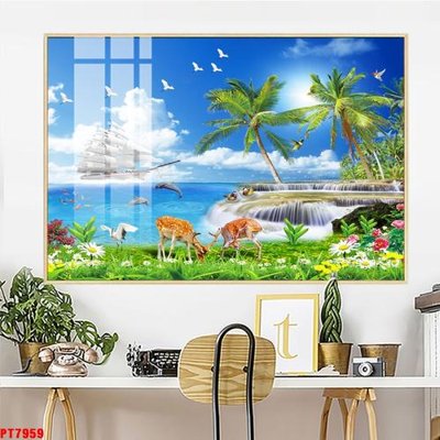 Mua file tranh gốc Tranh sơn thủy thác nước PT7959 tại Filetranh.com