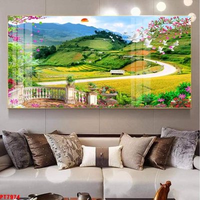 File PSD Tranh sơn thủy thác nước PT7974 (chất lượng in ấn)