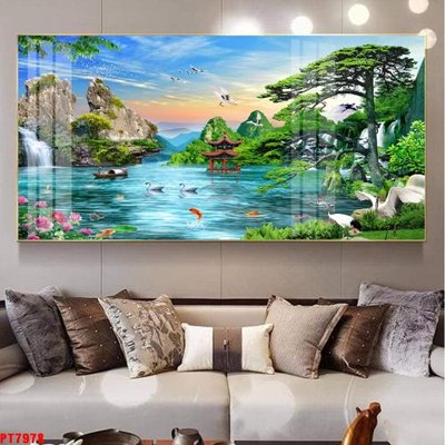 File PSD Tranh sơn thủy thác nước PT7978 (bản gốc) đã tách nền