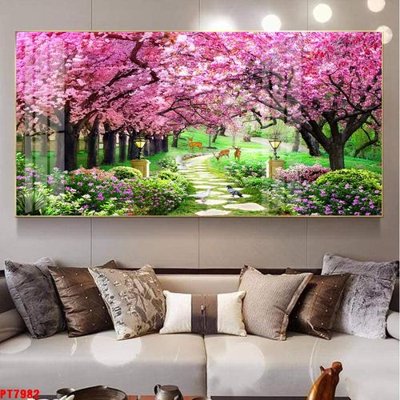 Ảnh gốc file in lụa Tranh sơn thủy thác nước PT7982 chi tiết