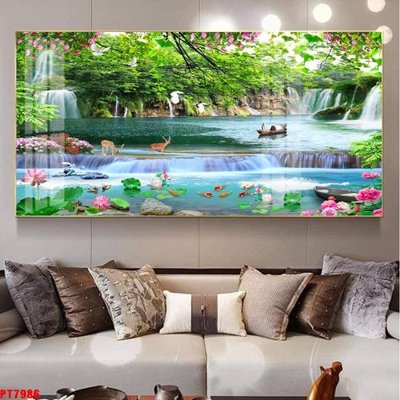 File PSD Tranh sơn thủy thác nước PT7986 (nguyên gốc) chất lượng cao
