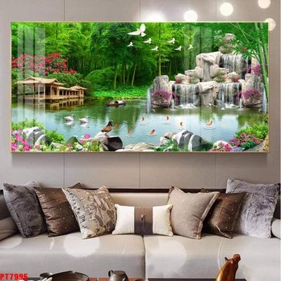 Tải file gốc Tranh sơn thủy thác nước PT7995 (bản PSD) còn layer