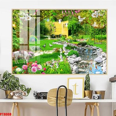 File gốc Tranh sơn thủy thác nước PT8008 (trang trí) phòng trẻ em