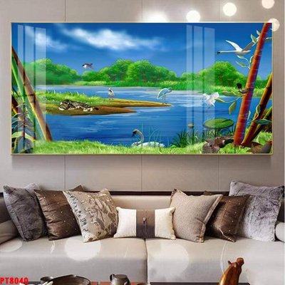 File gốc Tranh sơn thủy thác nước PT8040 (ảnh chi tiết) để in trần