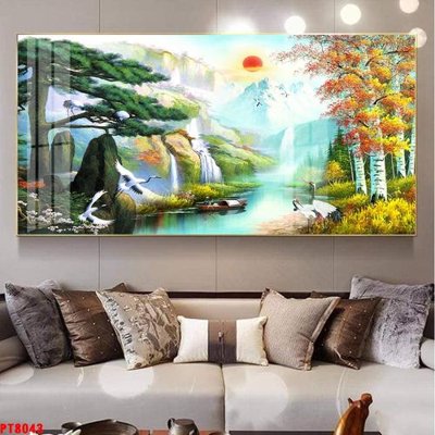 File gốc in ấn Tranh sơn thủy thác nước PT8043 (sẵn sàng tải về)
