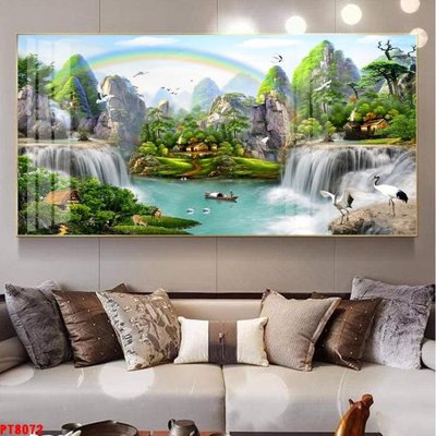 File PSD Tranh sơn thủy thác nước PT8072 (bản gốc) đã tách nền