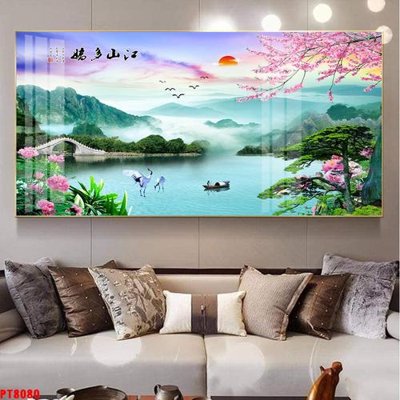 File in lụa Tranh sơn thủy thác nước PT8080 (tân cổ điển) Tranh sơn thủy thác nước PT8080