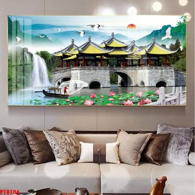 File gốc Tranh sơn thủy thác nước PT8104 (chuẩn CMYK) cho nhà in