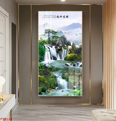 Tải file Tranh sơn thủy thác nước PT8114 (gốc) làm file quảng cáo