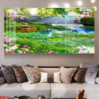 Ảnh gốc Tranh sơn thủy thác nước PT8131 (độ nét cao) in tráng gương