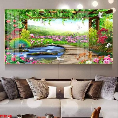 Download file gốc Tranh sơn thủy thác nước PT8140 (in mica) 3D