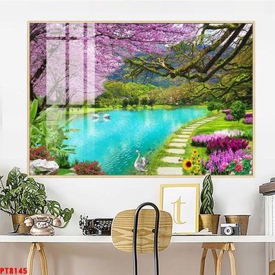 Tải file Tranh sơn thủy thác nước PT8145 (ảnh gốc) in tranh kính