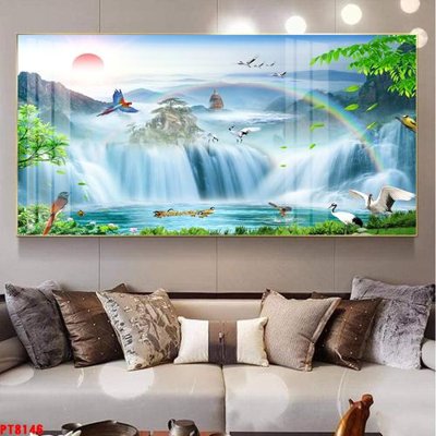Tải file gốc Tranh sơn thủy thác nước PT8146 (in bạt) quảng cáo