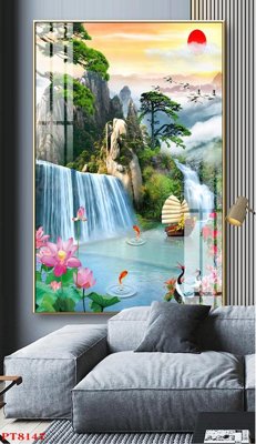 File tranh Tranh sơn thủy thác nước PT8147 (gốc) chủ đề trẻ em