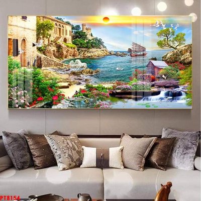 Tải file gốc Tranh sơn thủy thác nước PT8154 (in bạt) quảng cáo