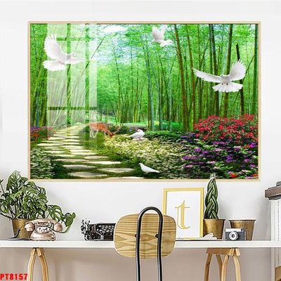 File ảnh Tranh sơn thủy thác nước PT8157 (gốc) dùng in Pano