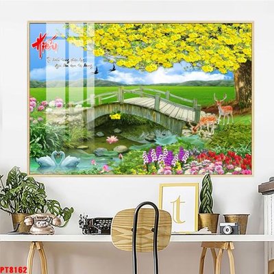 File tranh PSD Tranh sơn thủy thác nước PT8162 chất lượng cao