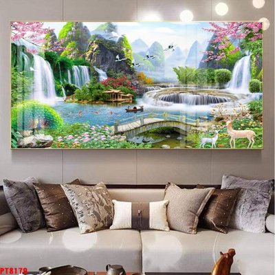 File tranh Tranh sơn thủy thác nước PT8179 (ảnh gốc) không bị mờ