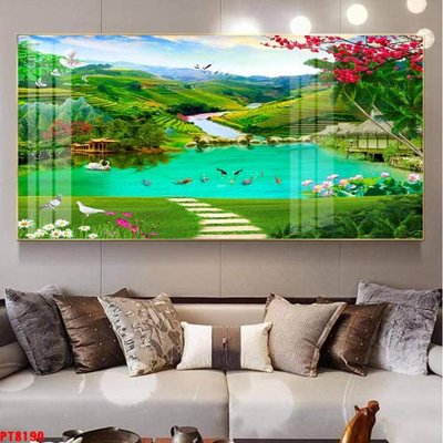 File ảnh Tranh sơn thủy thác nước PT8190 (gốc) in Hiflex