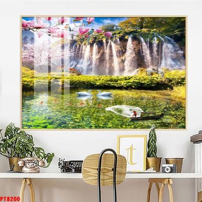 File in trần Tranh sơn thủy thác nước PT8200 (bản gốc) 5D