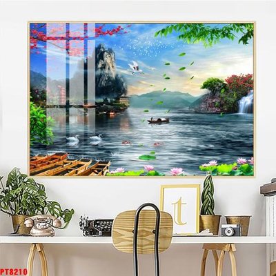 Tải file Tranh sơn thủy thác nước PT8210 (PSD) cho in tranh kính